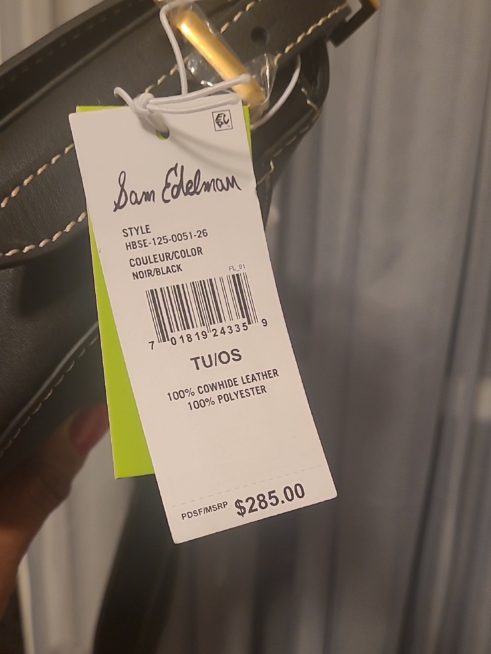 SAM EDELMAN Black Leather Crossbody Bag with Contrast Stitching - Picture 11 of 13